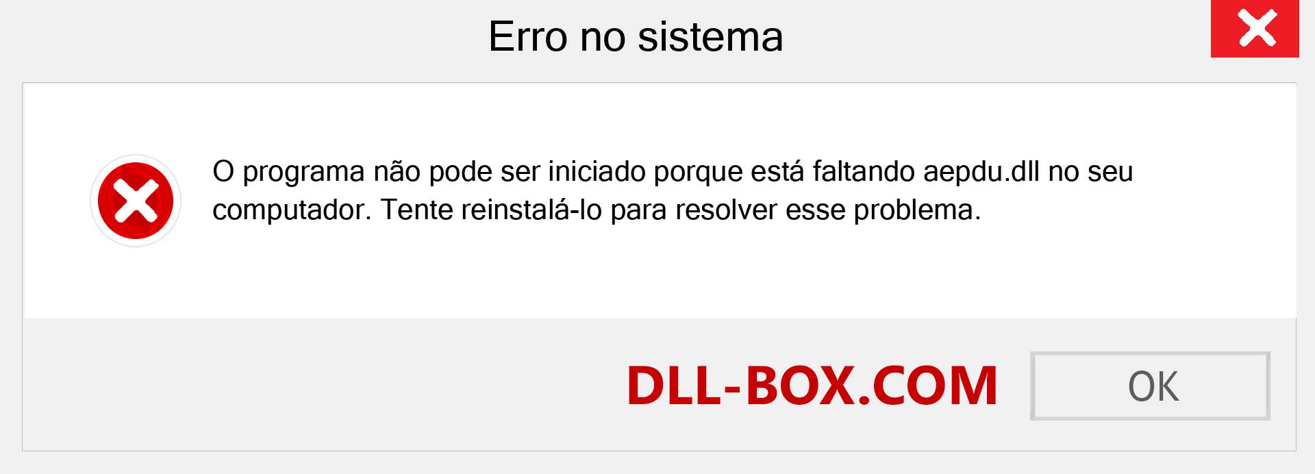 Arquivo aepdu.dll ausente ?. Download para Windows 7, 8, 10 - Correção de erro ausente aepdu dll no Windows, fotos, imagens